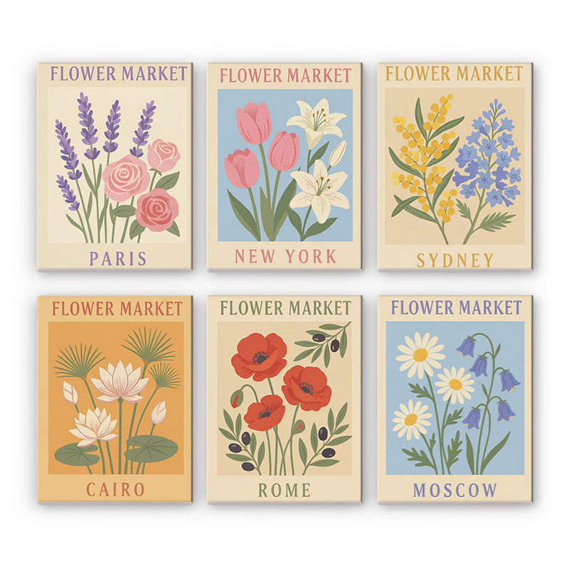 Mercados mundiales de flores - Pintar por números